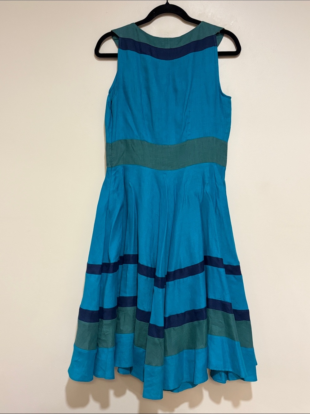 J Petermen | Linen Fit & Flare midi dress Women’s size 6 stripe color block EUC - Picture 4 of 7